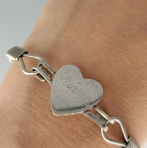 Diana Silvertone Heart Bracelet, Screw Earrings and Earring Cuff 3 Piece Set - Picture 10 of 10